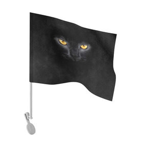 Флаг для автомобиля с принтом Черная кошка в Новосибирске, 100% полиэстер | Размер: 30*21 см | глаза | киса | кот | котик | кошка | черная кошка