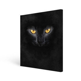 Холст квадратный с принтом Черная кошка в Новосибирске, 100% ПВХ |  | глаза | киса | кот | котик | кошка | черная кошка
