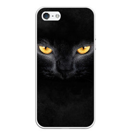Чехол для Apple iPhone 5/5S силиконовый с принтом Черная кошка в Новосибирске, Силикон | Область печати: задняя сторона чехла, без боковых панелей | Тематика изображения на принте: глаза | киса | кот | котик | кошка | черная кошка