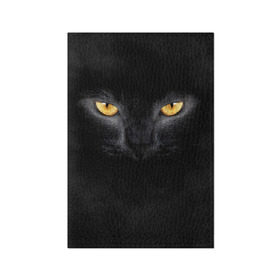 Обложка для паспорта матовая кожа с принтом Черная кошка в Новосибирске, натуральная матовая кожа | размер 19,3 х 13,7 см; прозрачные пластиковые крепления | Тематика изображения на принте: глаза | киса | кот | котик | кошка | черная кошка