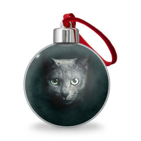 Ёлочный шар с принтом Серый кот в Новосибирске, Пластик | Диаметр: 77 мм | киса | кот | котик | кошка | серый кот