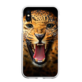 Чехол для iPhone XS Max матовый с принтом Леопард в Новосибирске, Силикон | Область печати: задняя сторона чехла, без боковых панелей | киса | кошка | леопард | хищник