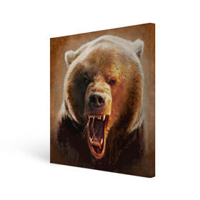 Холст квадратный с принтом Медведь в Новосибирске, 100% ПВХ |  | медведь | мишка
