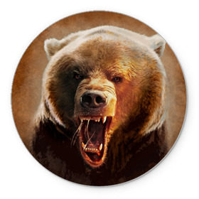 Коврик круглый с принтом Медведь в Новосибирске, резина и полиэстер | круглая форма, изображение наносится на всю лицевую часть | Тематика изображения на принте: медведь | мишка