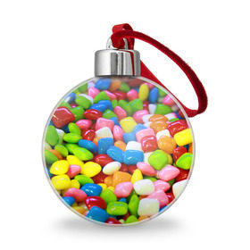 Ёлочный шар с принтом Конфетки в Новосибирске, Пластик | Диаметр: 77 мм | вкусности | конфеты | мармелад | сладости