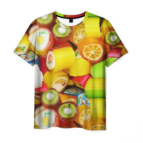 Мужская футболка 3D с принтом Леденцы в Новосибирске, 100% полиэфир | прямой крой, круглый вырез горловины, длина до линии бедер | вкусности | конфеты сладости | леденец