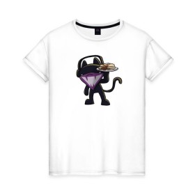 Женская футболка хлопок с принтом Monstercat в Новосибирске, 100% хлопок | прямой крой, круглый вырез горловины, длина до линии бедер, слегка спущенное плечо | cat | monenstercrat | monster | дабстеп | кот | музыка | электронная музыка