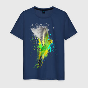 Мужская футболка хлопок с принтом Волнистый попугай в Новосибирске, 100% хлопок | прямой крой, круглый вырез горловины, длина до линии бедер, слегка спущенное плечо. | myparrots | попугаи | птицы | цветы