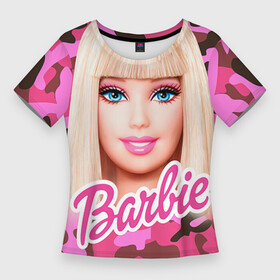 Женская футболка 3D Slim с принтом Барби в Новосибирске,  |  | swag | барки | девушкам | камуфляж | свэг