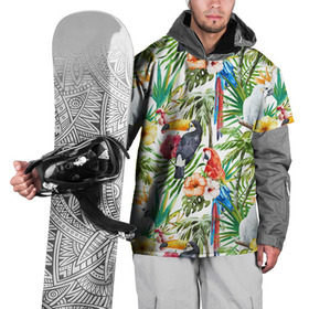 Накидка на куртку 3D с принтом Попугаи в Новосибирске, 100% полиэстер |  | myparrots | parrot | ара | листья | орнамент | попугаи | птицы | рай | тукан | узор | цветы