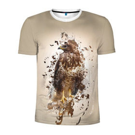 Мужская футболка 3D спортивная с принтом Птица в Новосибирске, 100% полиэстер с улучшенными характеристиками | приталенный силуэт, круглая горловина, широкие плечи, сужается к линии бедра | myparrots | орел | перья | птицы | сокол | хищная