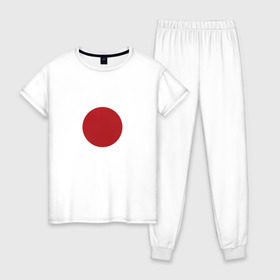 Женская пижама хлопок с принтом Япония минимализм в Новосибирске, 100% хлопок | брюки и футболка прямого кроя, без карманов, на брюках мягкая резинка на поясе и по низу штанин | круг | минимализм | японский флагяпония