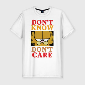 Мужская футболка премиум с принтом Garfield в Новосибирске, 92% хлопок, 8% лайкра | приталенный силуэт, круглый вырез ворота, длина до линии бедра, короткий рукав | 