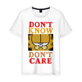 Мужская футболка хлопок с принтом Garfield в Новосибирске, 100% хлопок | прямой крой, круглый вырез горловины, длина до линии бедер, слегка спущенное плечо. | Тематика изображения на принте: 