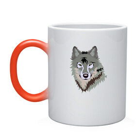 Кружка хамелеон с принтом Волк в Новосибирске, керамика | меняет цвет при нагревании, емкость 330 мл | волк | волкволчёнок | рисованный волк | серый волк