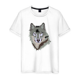 Мужская футболка хлопок с принтом Волк в Новосибирске, 100% хлопок | прямой крой, круглый вырез горловины, длина до линии бедер, слегка спущенное плечо. | волк | волкволчёнок | рисованный волк | серый волк
