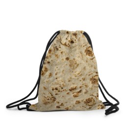 Рюкзак-мешок 3D с принтом Лаваш в Новосибирске, 100% полиэстер | плотность ткани — 200 г/м2, размер — 35 х 45 см; лямки — толстые шнурки, застежка на шнуровке, без карманов и подкладки | Тематика изображения на принте: еда | лаваш | прикол | прикольные | хлеб