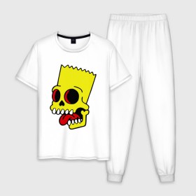 Мужская пижама хлопок с принтом Барт Симпсон. Зомби в Новосибирске, 100% хлопок | брюки и футболка прямого кроя, без карманов, на брюках мягкая резинка на поясе и по низу штанин
 | зомби