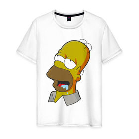 Мужская футболка хлопок с принтом Simpsons в Новосибирске, 100% хлопок | прямой крой, круглый вырез горловины, длина до линии бедер, слегка спущенное плечо. | simpsons donut brain симпсон гомер homer