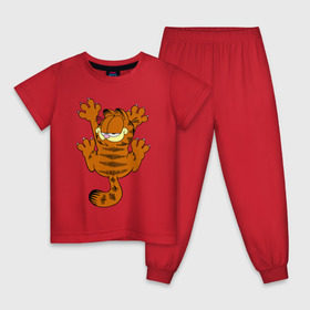 Детская пижама хлопок с принтом гарфилд в Новосибирске, 100% хлопок |  брюки и футболка прямого кроя, без карманов, на брюках мягкая резинка на поясе и по низу штанин
 | гарфилд garfield кот киса рыжий гарф лазанья