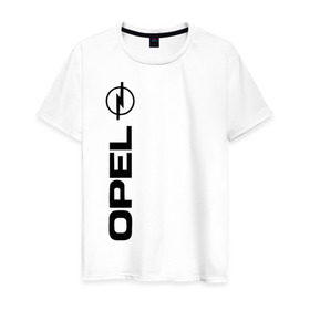 Мужская футболка хлопок с принтом OPEL в Новосибирске, 100% хлопок | прямой крой, круглый вырез горловины, длина до линии бедер, слегка спущенное плечо. | opel опель