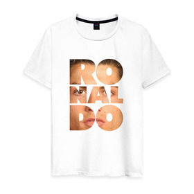 Мужская футболка хлопок с принтом Ronaldo face в Новосибирске, 100% хлопок | прямой крой, круглый вырез горловины, длина до линии бедер, слегка спущенное плечо. | cristiano | ronaldo | криштиану | роналдо | роналду