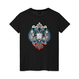 Женская футболка хлопок с принтом Герб в Новосибирске, 100% хлопок | прямой крой, круглый вырез горловины, длина до линии бедер, слегка спущенное плечо | герб | двуглавый | орел | патриот | россия | русский