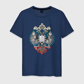 Мужская футболка хлопок с принтом Герб в Новосибирске, 100% хлопок | прямой крой, круглый вырез горловины, длина до линии бедер, слегка спущенное плечо. | герб | двуглавый | орел | патриот | россия | русский