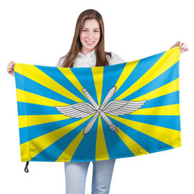 Флаг 3D с принтом Флаг ВВС в Новосибирске, 100% полиэстер | плотность ткани — 95 г/м2, размер — 67 х 109 см. Принт наносится с одной стороны | авиатор | авиация | герб | летчику