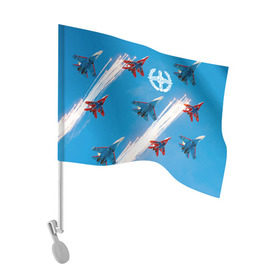 Флаг для автомобиля с принтом Самолеты в Новосибирске, 100% полиэстер | Размер: 30*21 см | авиатор | авиация | ввс | герб | летчику | небо | самолет
