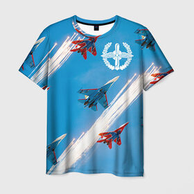 Мужская футболка 3D с принтом Самолеты в Новосибирске, 100% полиэфир | прямой крой, круглый вырез горловины, длина до линии бедер | авиатор | авиация | ввс | герб | летчику | небо | самолет