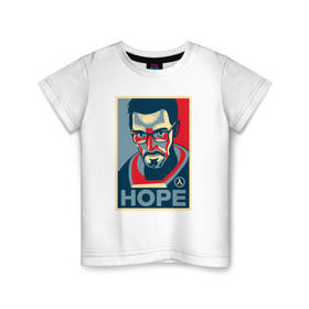 Детская футболка хлопок с принтом Half-Life HOPE в Новосибирске, 100% хлопок | круглый вырез горловины, полуприлегающий силуэт, длина до линии бедер | half life | hl | mr.freeman | мистер фрим | надежда на hl3hope | халф лайф