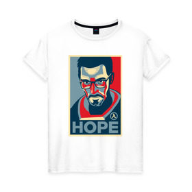 Женская футболка хлопок с принтом Half-Life HOPE в Новосибирске, 100% хлопок | прямой крой, круглый вырез горловины, длина до линии бедер, слегка спущенное плечо | half life | hl | mr.freeman | мистер фрим | надежда на hl3hope | халф лайф