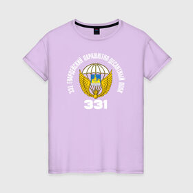 Женская футболка хлопок с принтом 331 ПДП ВДВ в Новосибирске, 100% хлопок | прямой крой, круглый вырез горловины, длина до линии бедер, слегка спущенное плечо | 331 й гвардейский парашютно десантный полкполк | 331пдп | вдв. десант