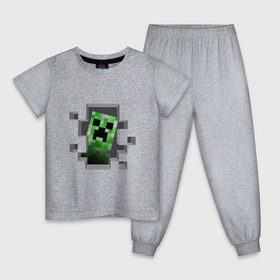 Детская пижама хлопок с принтом Creeper в Новосибирске, 100% хлопок |  брюки и футболка прямого кроя, без карманов, на брюках мягкая резинка на поясе и по низу штанин
 | крипер