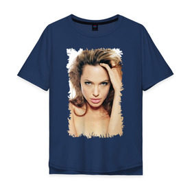 Мужская футболка хлопок Oversize с принтом Анджелина Джоли в Новосибирске, 100% хлопок | свободный крой, круглый ворот, “спинка” длиннее передней части | angelina jolie | анджелина джоли | кинозвезда