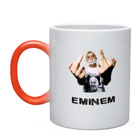 Кружка хамелеон с принтом Eminem Fuck в Новосибирске, керамика | меняет цвет при нагревании, емкость 330 мл | marshal mathers | rap | slim shady
