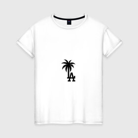 Женская футболка хлопок с принтом Los Angeles palm в Новосибирске, 100% хлопок | прямой крой, круглый вырез горловины, длина до линии бедер, слегка спущенное плечо | angeles | la | los | анджелес | ла | лос
