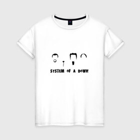 Женская футболка хлопок с принтом System of a down face в Новосибирске, 100% хлопок | прямой крой, круглый вырез горловины, длина до линии бедер, слегка спущенное плечо | system of a down