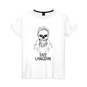 Женская футболка хлопок с принтом Tate Langdon в Новосибирске, 100% хлопок | прямой крой, круглый вырез горловины, длина до линии бедер, слегка спущенное плечо | american | horror | story | американкая | история