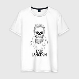 Мужская футболка хлопок с принтом Tate Langdon в Новосибирске, 100% хлопок | прямой крой, круглый вырез горловины, длина до линии бедер, слегка спущенное плечо. | american | horror | story | американкая | история