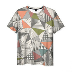 Мужская футболка 3D с принтом Геометрия в Новосибирске, 100% полиэфир | прямой крой, круглый вырез горловины, длина до линии бедер | геометрия | текстура | фигура | фон
