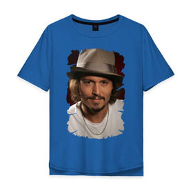 Мужская футболка хлопок Oversize с принтом Джонни Депп (Johnny Depp) в Новосибирске, 100% хлопок | свободный крой, круглый ворот, “спинка” длиннее передней части | johnny depp | голливуд | джонни депп | кинозвезда