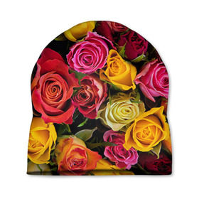 Шапка 3D с принтом Цветы в Новосибирске, 100% полиэстер | универсальный размер, печать по всей поверхности изделия | flower | девушкам | розы | цветочки | цветы