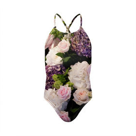 Детский купальник 3D с принтом Цветы в Новосибирске, Полиэстер 85%, Спандекс 15% | Слитный крой, подклад по переду изделия, узкие бретели | flower | девушкам | розы | цветочки | цветы