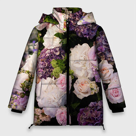 Женская зимняя куртка 3D с принтом Цветы в Новосибирске, верх — 100% полиэстер; подкладка — 100% полиэстер; утеплитель — 100% полиэстер | длина ниже бедра, силуэт Оверсайз. Есть воротник-стойка, отстегивающийся капюшон и ветрозащитная планка. 

Боковые карманы с листочкой на кнопках и внутренний карман на молнии | flower | девушкам | розы | цветочки | цветы