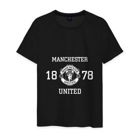 Мужская футболка хлопок с принтом Manchester United 1878 в Новосибирске, 100% хлопок | прямой крой, круглый вырез горловины, длина до линии бедер, слегка спущенное плечо. | manchester | united | манчестер | юнайтед
