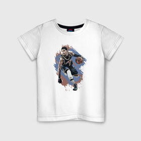 Детская футболка хлопок с принтом Баскетбол в Новосибирске, 100% хлопок | круглый вырез горловины, полуприлегающий силуэт, длина до линии бедер | Тематика изображения на принте: basketball | nba | баскетболист | нба