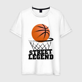 Мужская футболка хлопок с принтом Баскетбол в Новосибирске, 100% хлопок | прямой крой, круглый вырез горловины, длина до линии бедер, слегка спущенное плечо. | Тематика изображения на принте: basketball | street legends