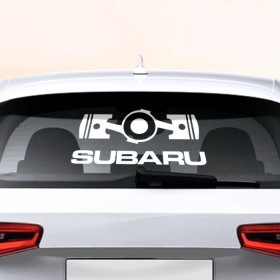 Наклейка на авто - для заднего стекла с принтом Subaru в Новосибирске, ПВХ | Точные размеры наклейки зависят от выбранного изображения (ширина не больше 75 мм, высота не больше 45 мм) | Тематика изображения на принте: автобренд | лого | машина | субару